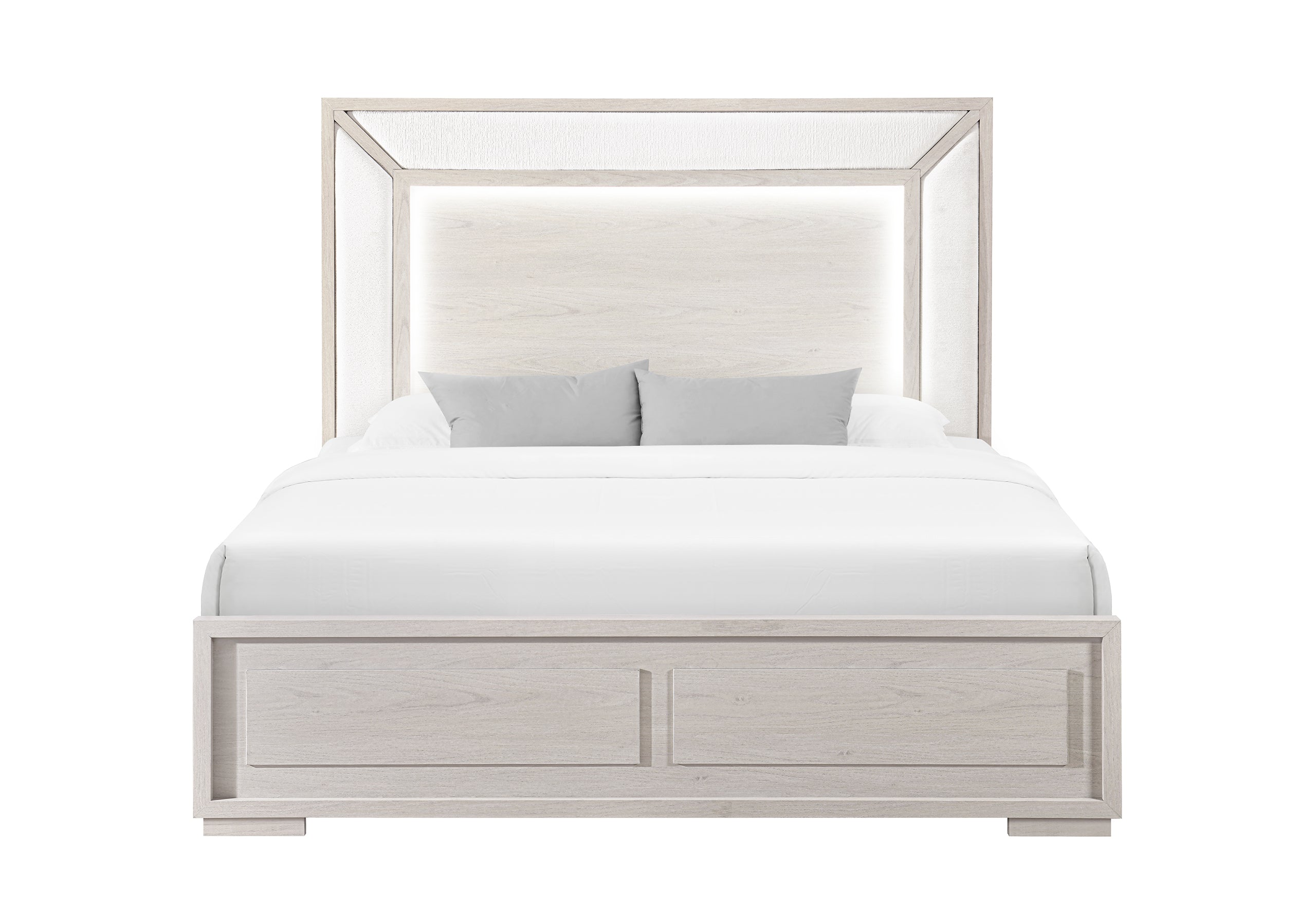 CLARA BEIGE KING BED WITH LED