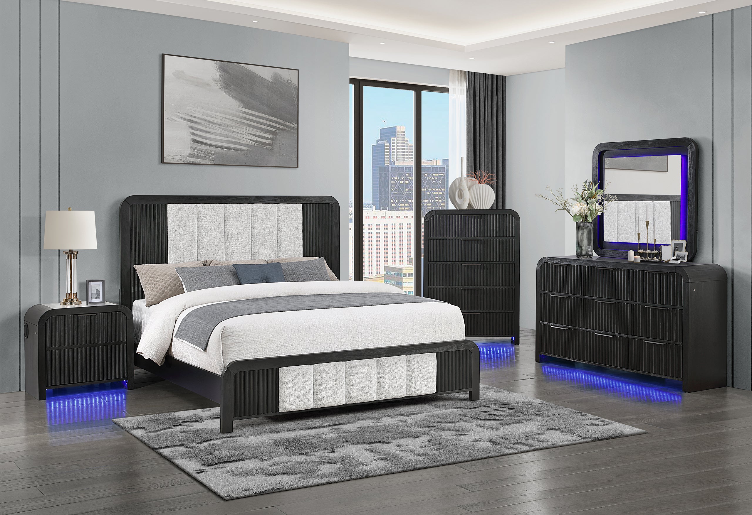 BECKETT WHT/BLK QUEEN BED GROUP