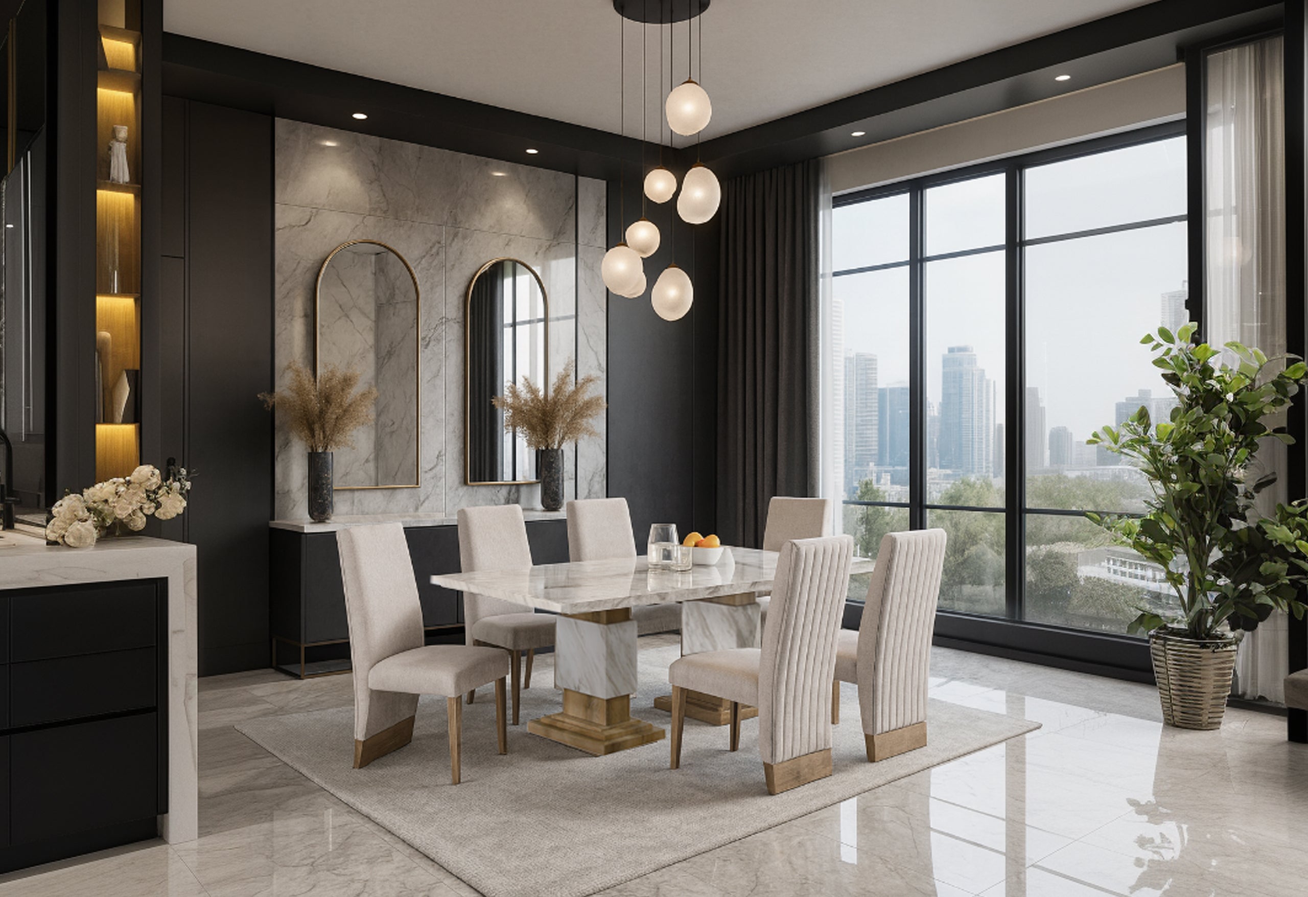 D12 DINING TABLE NATURAL+ 6 D12 DINING CHAIR BEIGE NATURAL