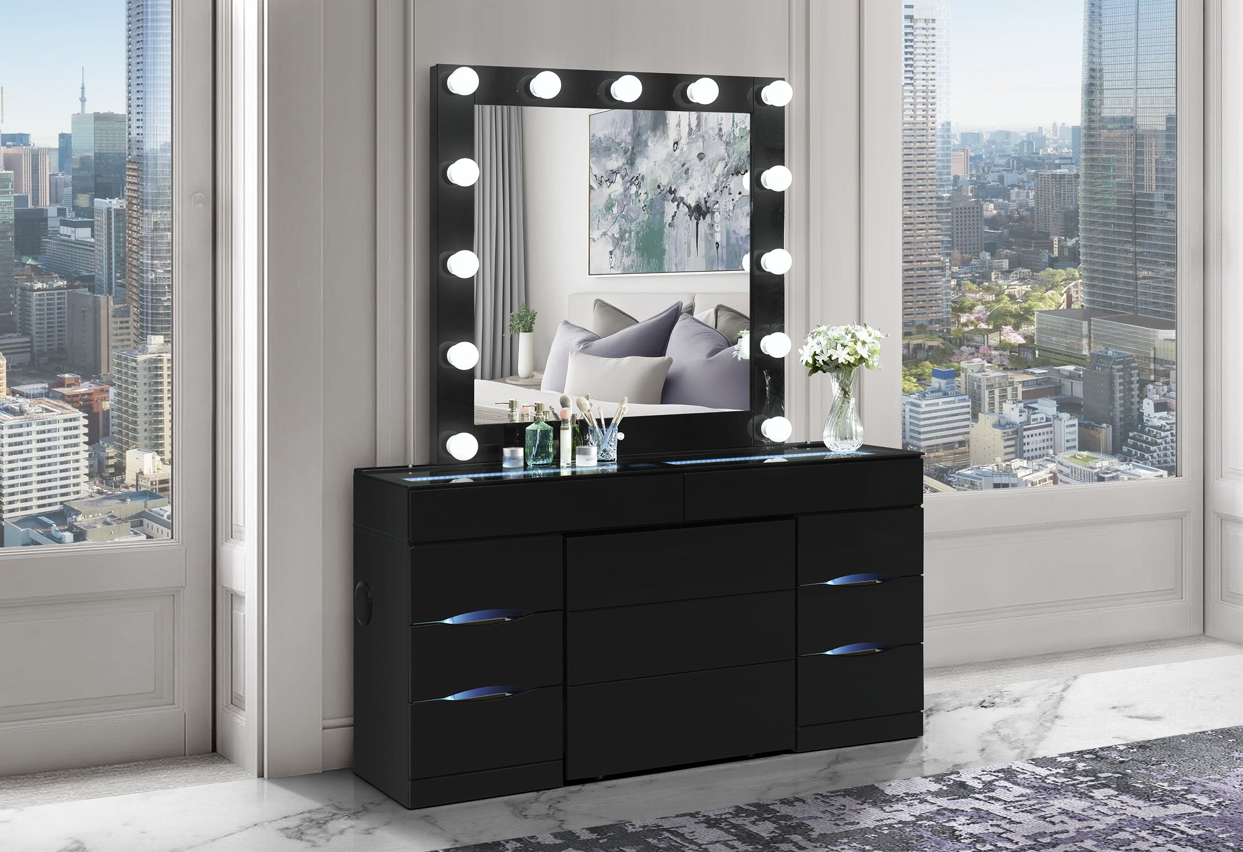ELLA BLACK VANITY WITH SPEAKER