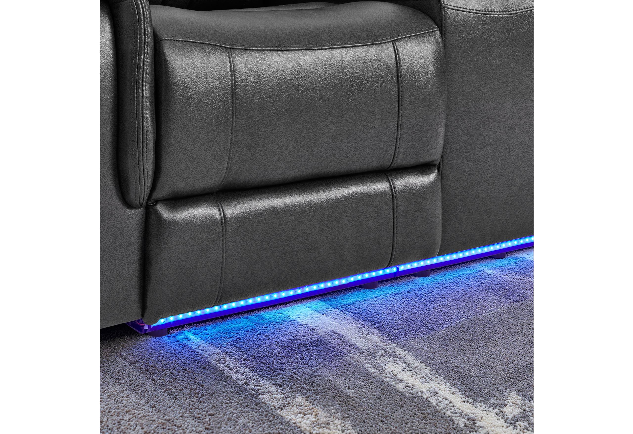 U8879 CHARCOAL PWR REC SOFA/PWR CON REC LOVESEAT/PWR REC W/LED & GL SS