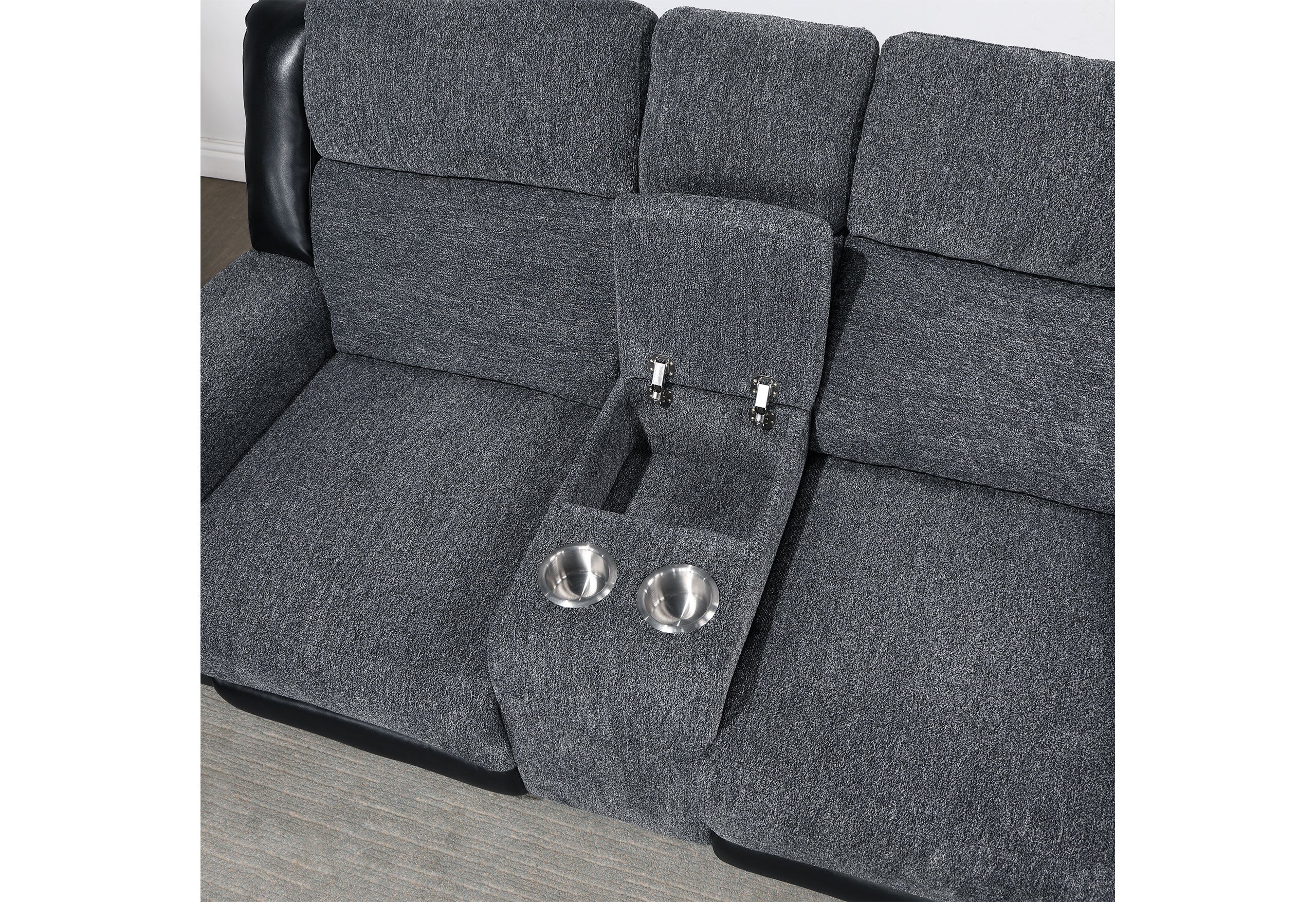 U5914/U5915 GREY/BLACK REC SOFA/CRLS W/IMMERSIVE SOUND & BLUE LED