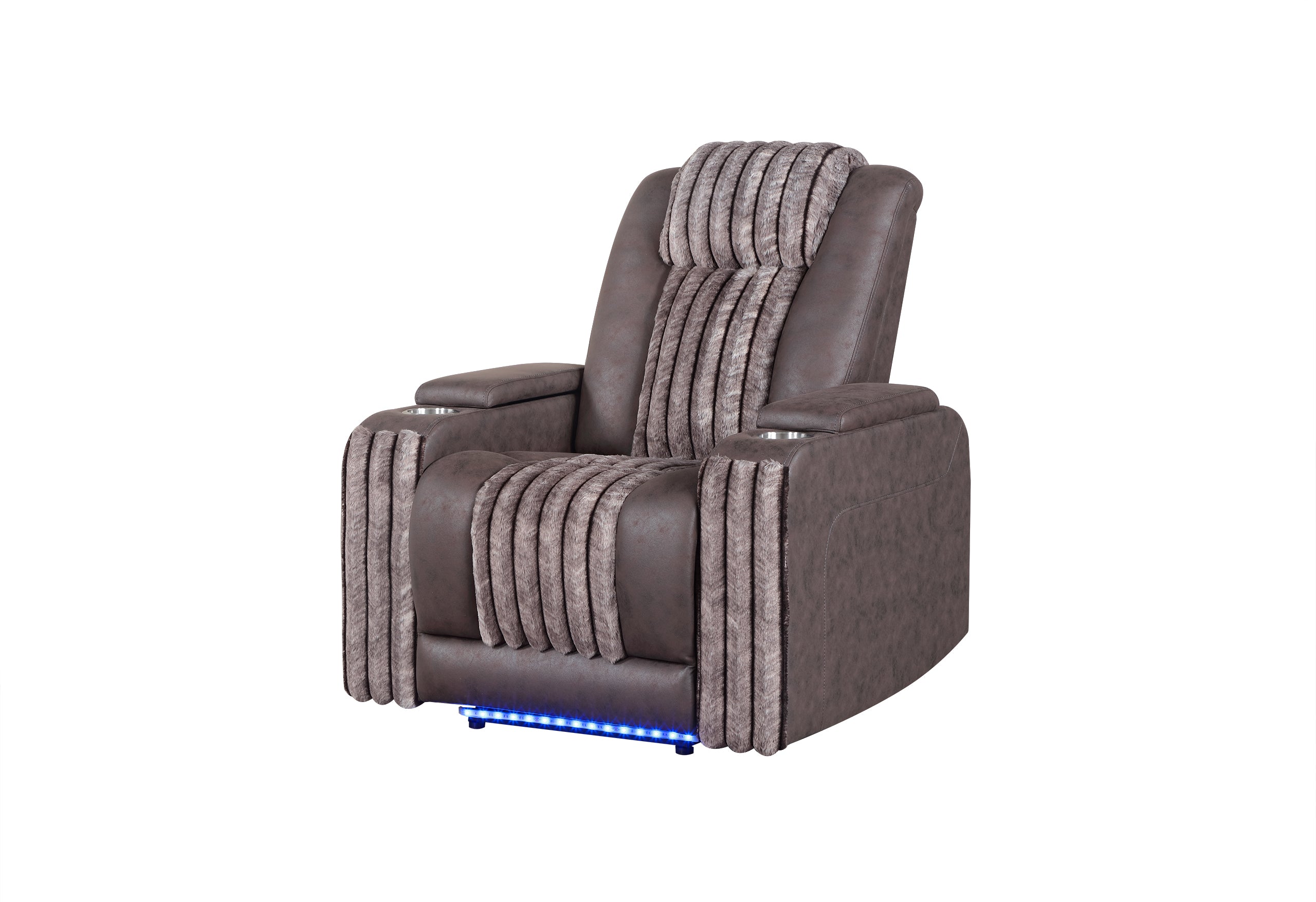 U8000 BROWN POWER RECLINER W/ POWER HEADREST & LED LIGHT