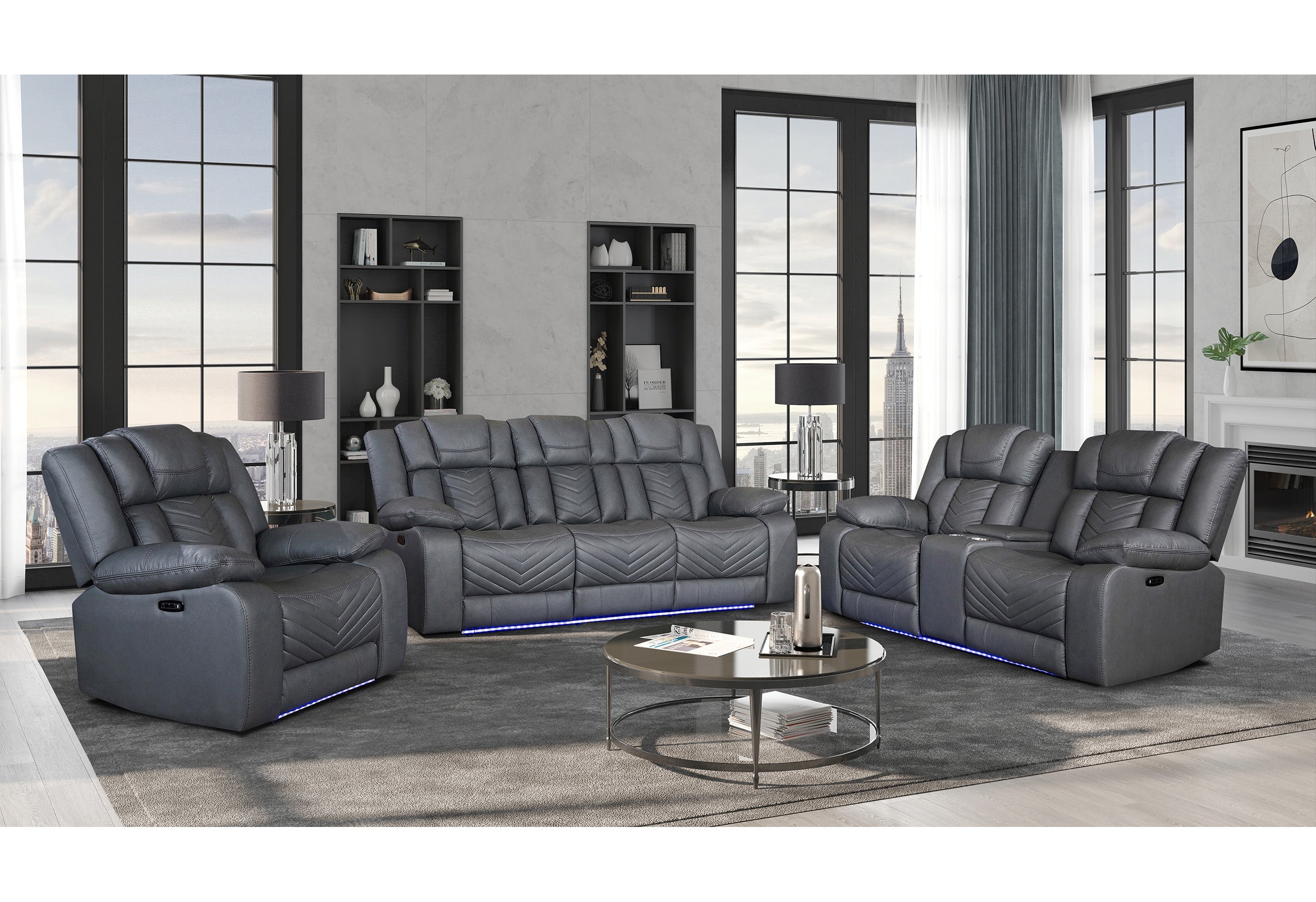 U7068/U7069 GREY 10 PWR REC SOFA/PWR CRLS W/LED & IMMERSE SPKR/PWR REC