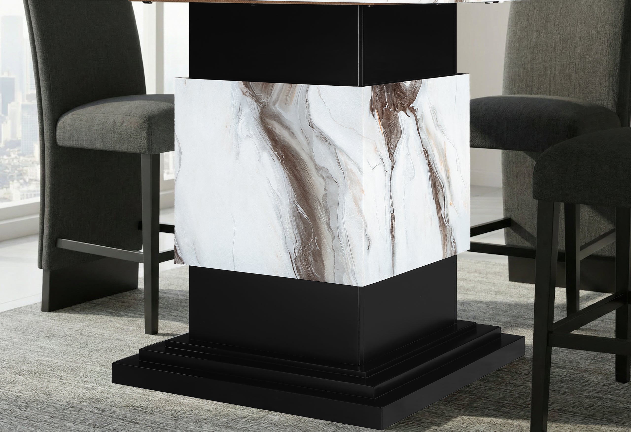 D12 BAR TABLE AND 4 BAR STOOLS