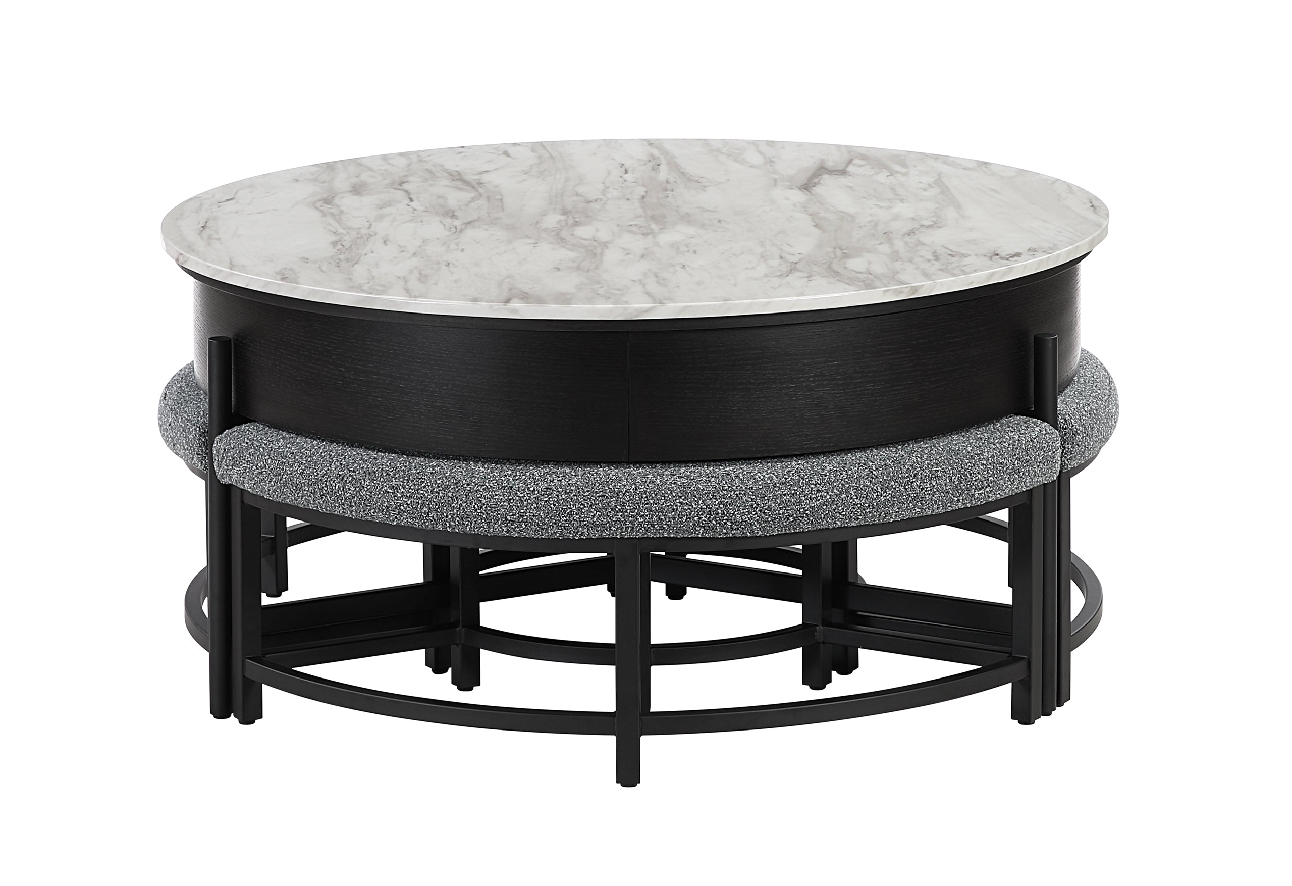 T42 BLACK COFFEE TABLE WITH 3 STOOLS